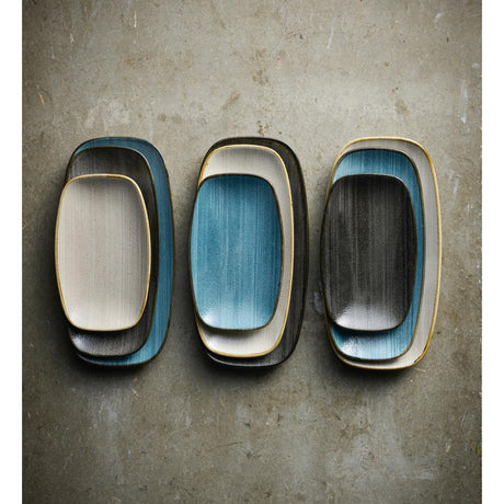 Churchill Stonecast Raw Teal Chefs Oblong Plates 270 x 127mm (12 Pack)
