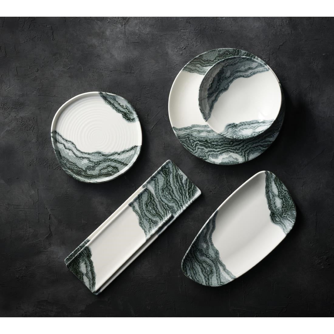 Churchill Tide Black Chefs Geo Plates 280 x 153mm (12 Pack)
