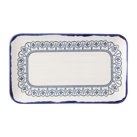 Dudson Harvest Moresque Rectangular Plates Blue 270x160mm (12 Pack)
