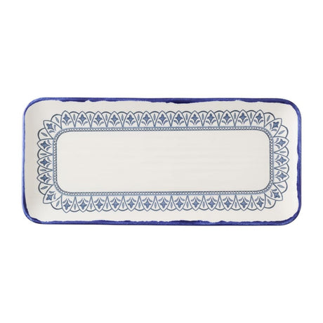 Dudson Harvest Moresque Rectangle Platters Blue 330x152mm (6 Pack)