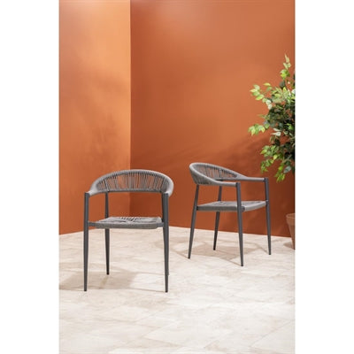 Bolero Eden PE Twist Rattan Outdoor Armchairs Charcoal (4 Pack)