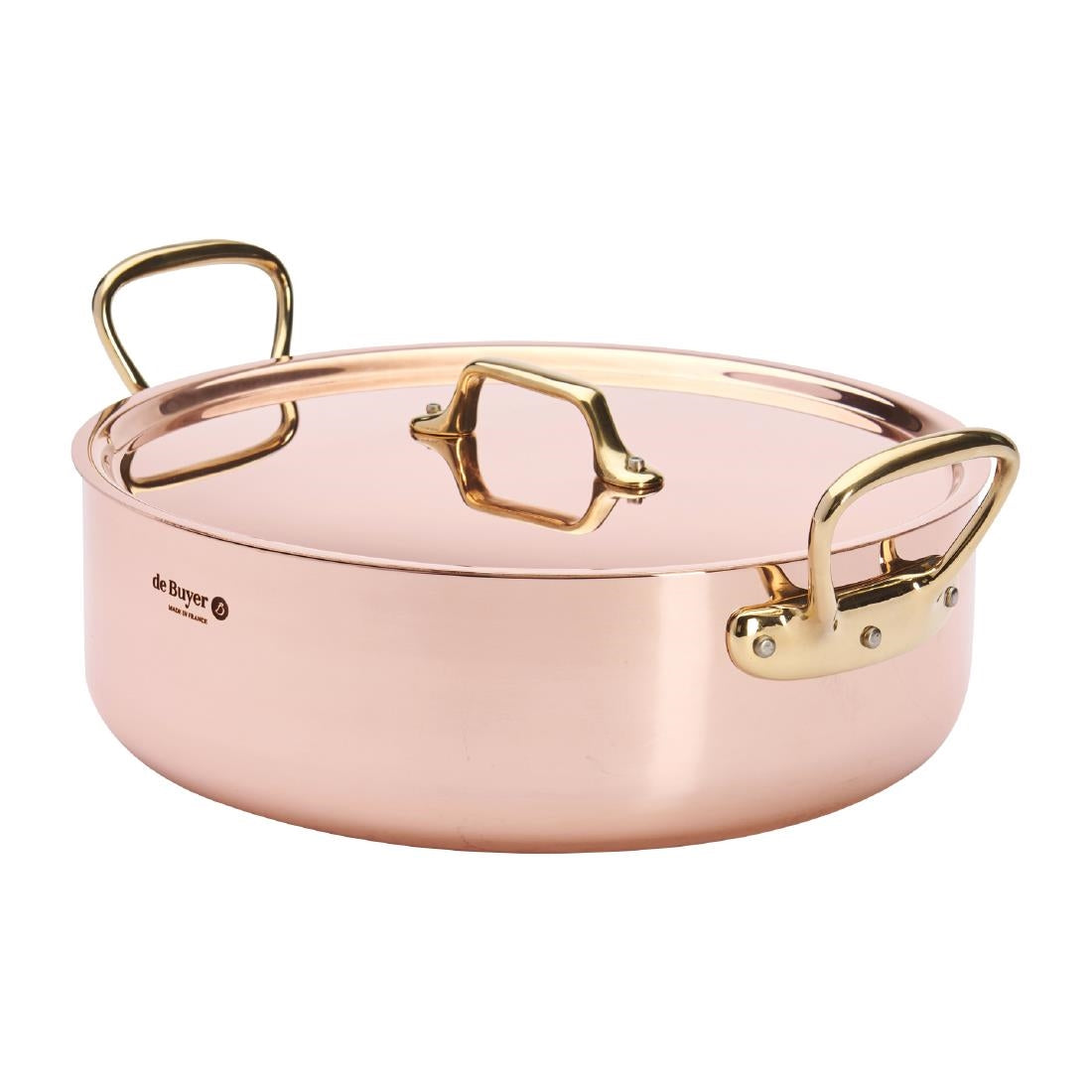 De Buyer Inocuivre Saute Pan with Lid Brass 28cm