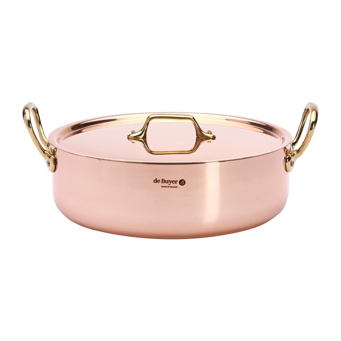 De Buyer Inocuivre Saute Pan with Lid Brass 28cm