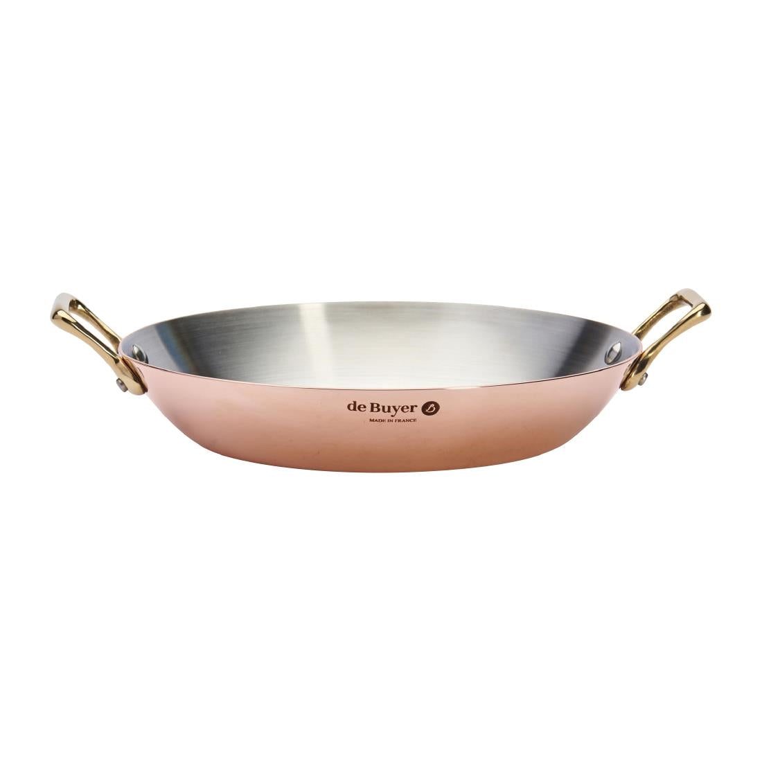 De Buyer Inocuivre Round Dish with Brass Handles 24cm