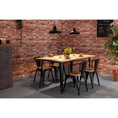 Bolero Bistro Dining Table Mango Wood Top Black Frame 1450mm