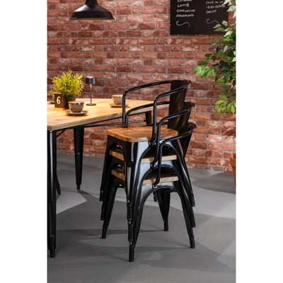 Bolero Bistro Dining Table Mango Wood Top Black Frame 1450mm
