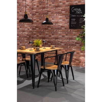 Bolero Bistro Dining Table Mango Wood Top Gunmetal Frame 1450mm