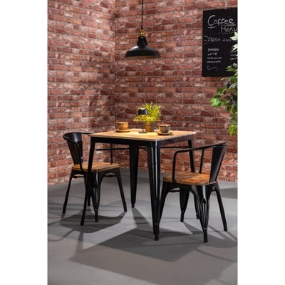 Bolero Bistro Dining Table Mango Wood Top Black Frame 1450mm