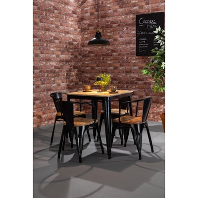 Bolero Bistro Dining Table Mango Wood Top Gunmetal Frame 1450mm