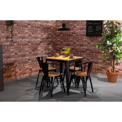 Bolero Bistro Dining Table Slatted Mango Wood Top Gunmetal 1200mm