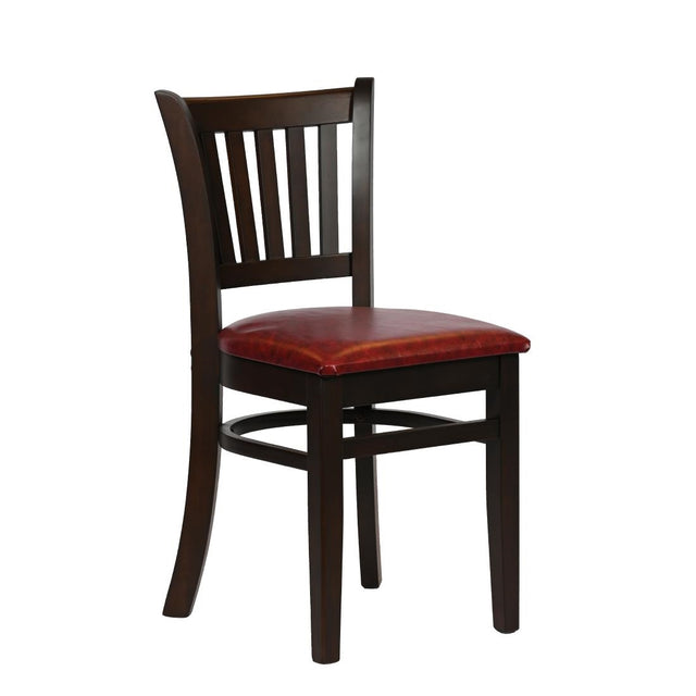 Turin Dining Table with 4 Manhattan Chairs in Dark Walnut & Bison Bordeaux