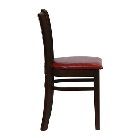 Turin Dining Table with 4 Manhattan Chairs in Dark Walnut & Bison Bordeaux