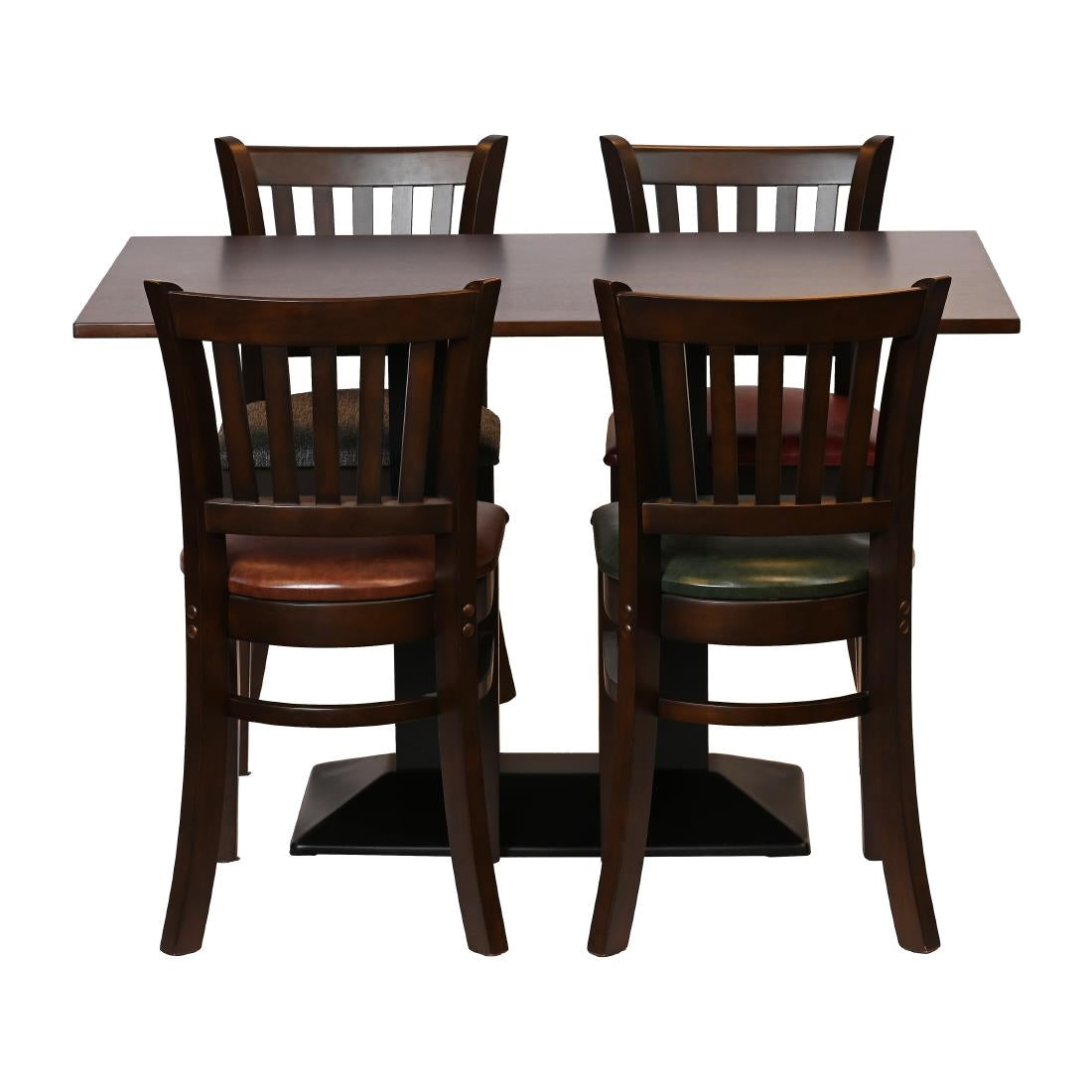 Turin Dining Table with 4 Manhattan Chairs in Dark Walnut & Bison Bordeaux