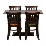 Turin Dining Table with 4 Manhattan Chairs in Dark Walnut & Bison Bordeaux