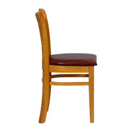 Turin Dining Table with 4 Manhattan Chairs in Soft Oak & Bison Bordeaux
