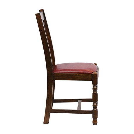 Thame Dining Chairs Vintage Wood with Bison Bordeaux Seat (6 Pack)