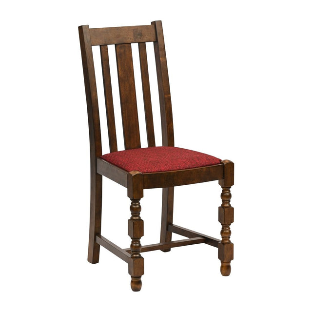 Thame Dining Chairs Vintage Wood with Shetland Scarlett Seat (6 Pack)