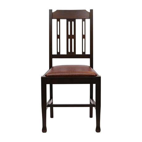 Lattice Back Dining Chairs Dark Walnut with Bison Espresso Seat (6 Pack)