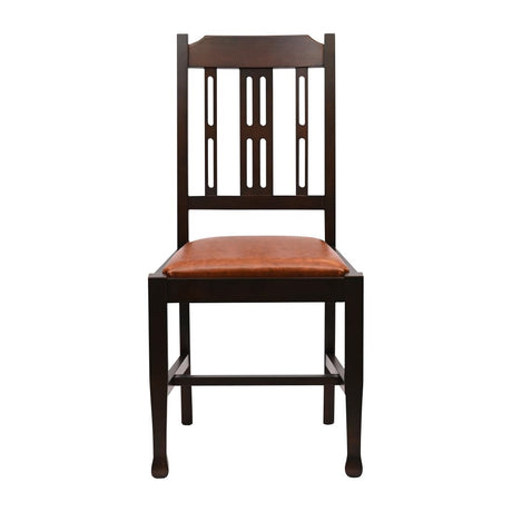 Lattice Back Dining Chairs Dark Walnut with Bison Tan Seat (6 Pack)