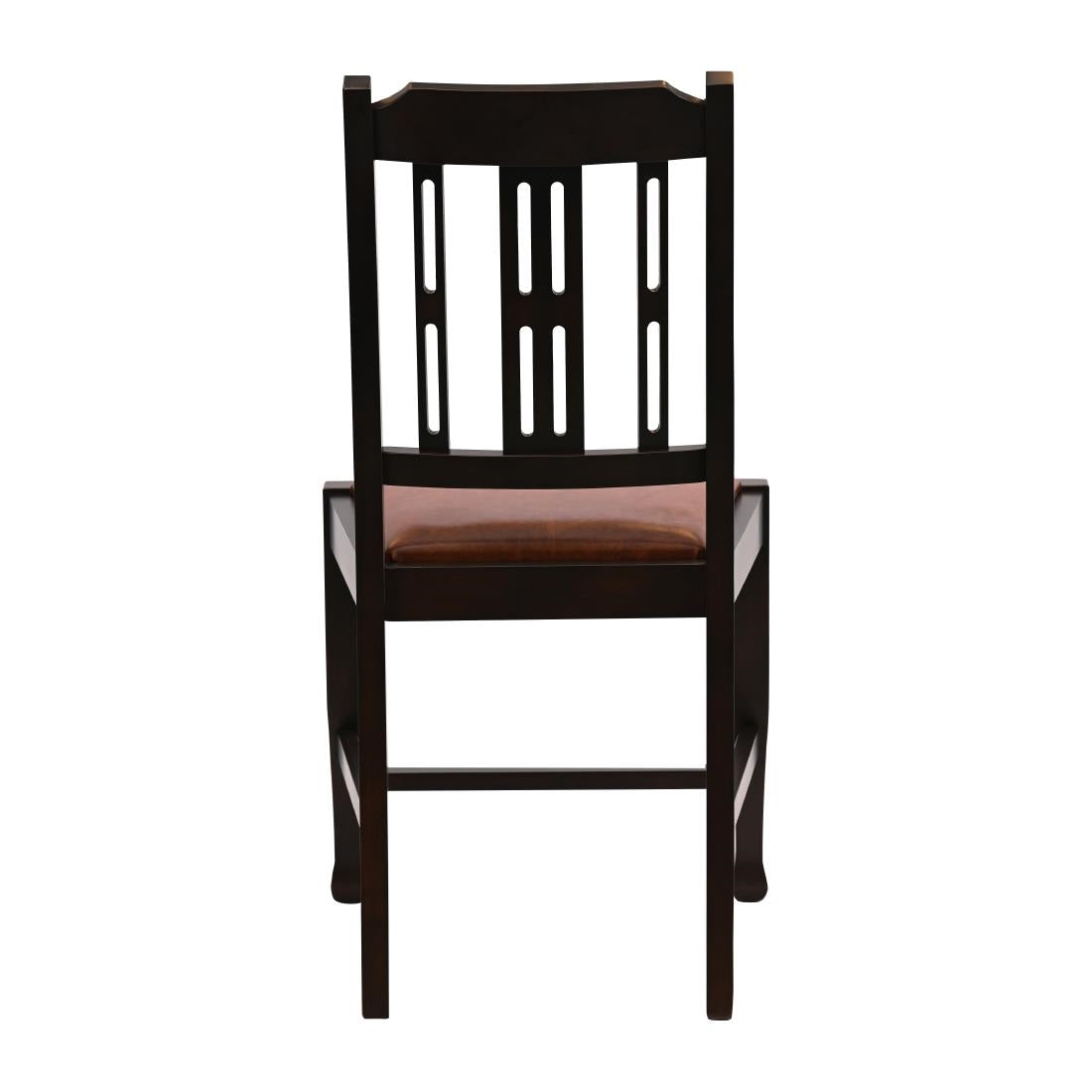 Lattice Back Dining Chairs Dark Walnut with Bison Tan Seat (6 Pack)