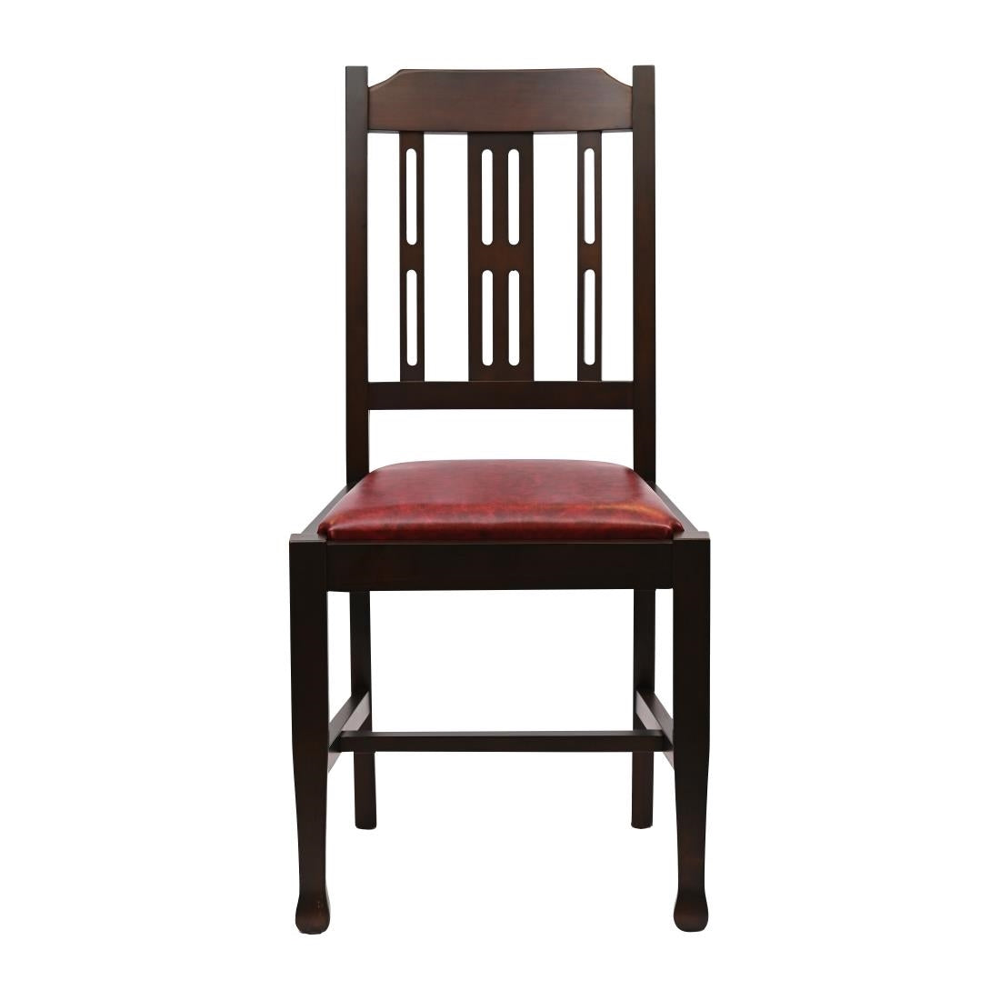 Lattice Back Dining Chairs Dark Walnut with Bison Bordeaux Seat (6 Pack)