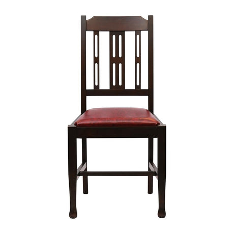 Lattice Back Dining Chairs Dark Walnut with Bison Bordeaux Seat (6 Pack)