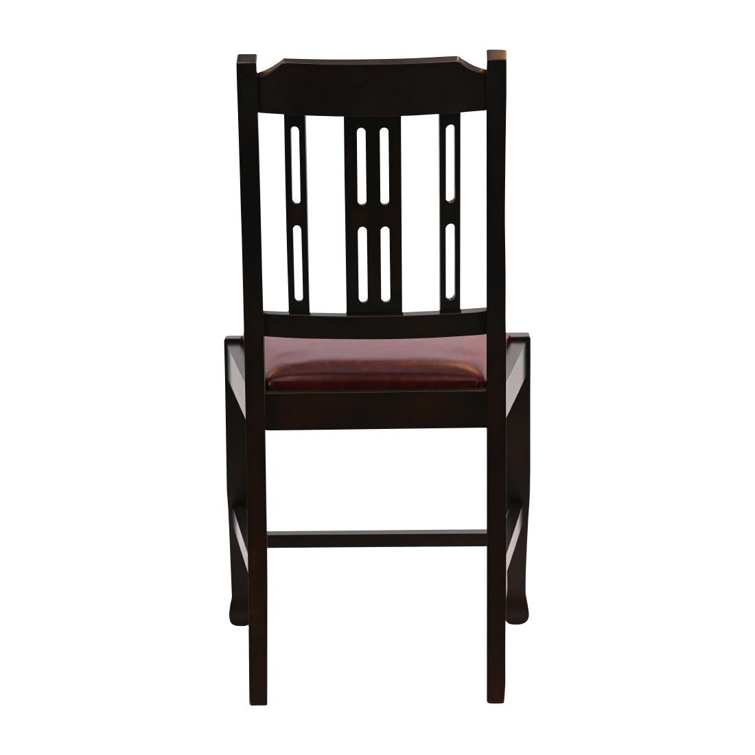 Lattice Back Dining Chairs Dark Walnut with Bison Bordeaux Seat (6 Pack)