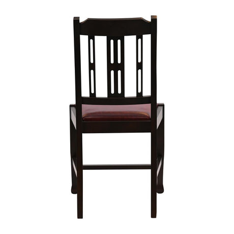 Lattice Back Dining Chairs Dark Walnut with Bison Bordeaux Seat (6 Pack)