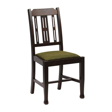 Lattice Back Dining Chairs Dark Walnut with Shetland Forest Seat (6 Pack)