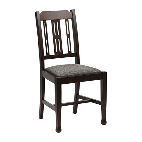 Lattice Back Dining Chairs Dark Walnut with Shetland Smoke Seat (6 Pack)