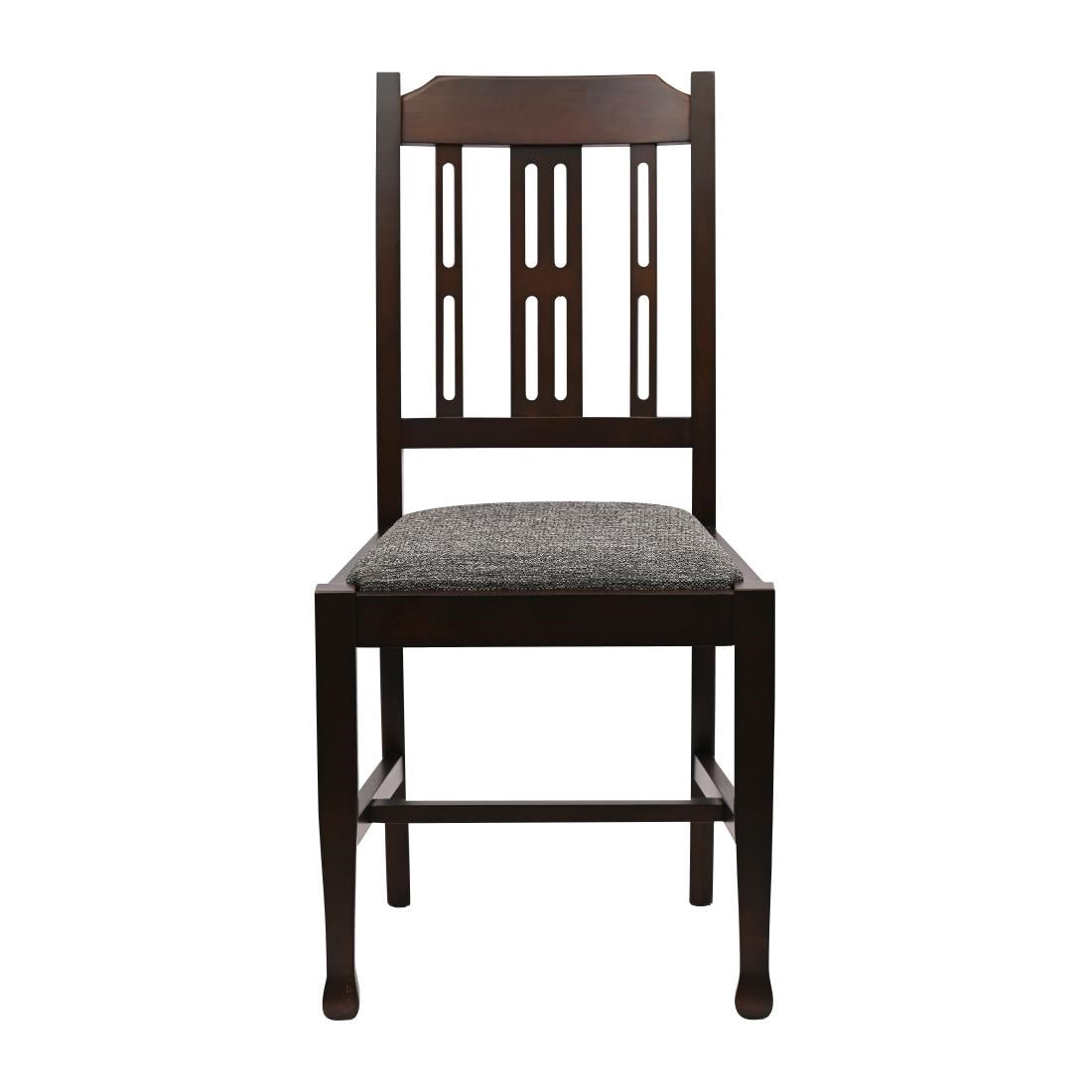 Lattice Back Dining Chairs Dark Walnut with Shetland Smoke Seat (6 Pack)