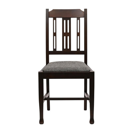 Lattice Back Dining Chairs Dark Walnut with Shetland Smoke Seat (6 Pack)