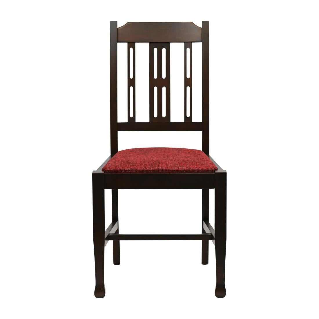 Lattice Back Dining Chairs Dark Walnut with Shetland Scarlett Seat (6 Pack)