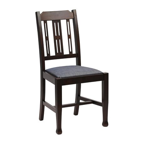 Lattice Back Dining Chairs Dark Walnut with Shetland Sea Seat (6 Pack)
