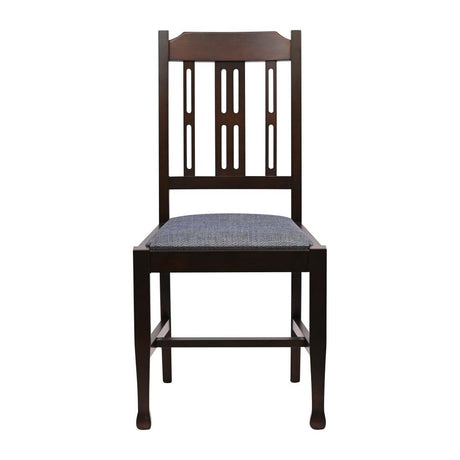Lattice Back Dining Chairs Dark Walnut with Shetland Sea Seat (6 Pack)