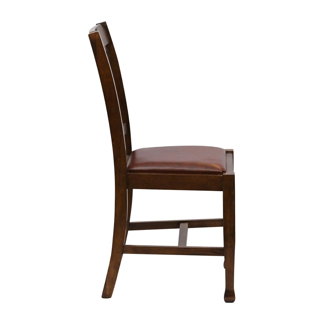 Lattice Back Dining Chairs Vintage Wood with Bison Espresso Seat (6 Pack)