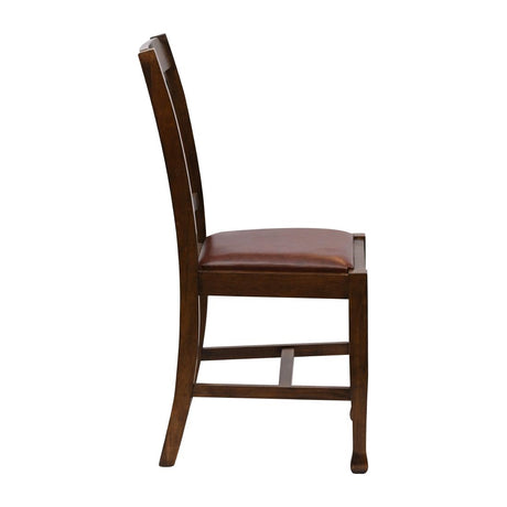 Lattice Back Dining Chairs Vintage Wood with Bison Espresso Seat (6 Pack)