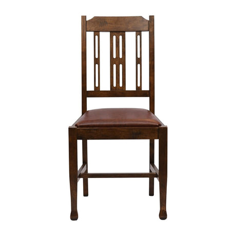 Lattice Back Dining Chairs Vintage Wood with Bison Espresso Seat (6 Pack)