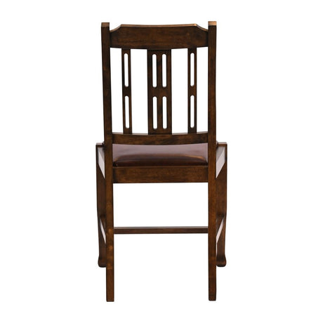 Lattice Back Dining Chairs Vintage Wood with Bison Espresso Seat (6 Pack)