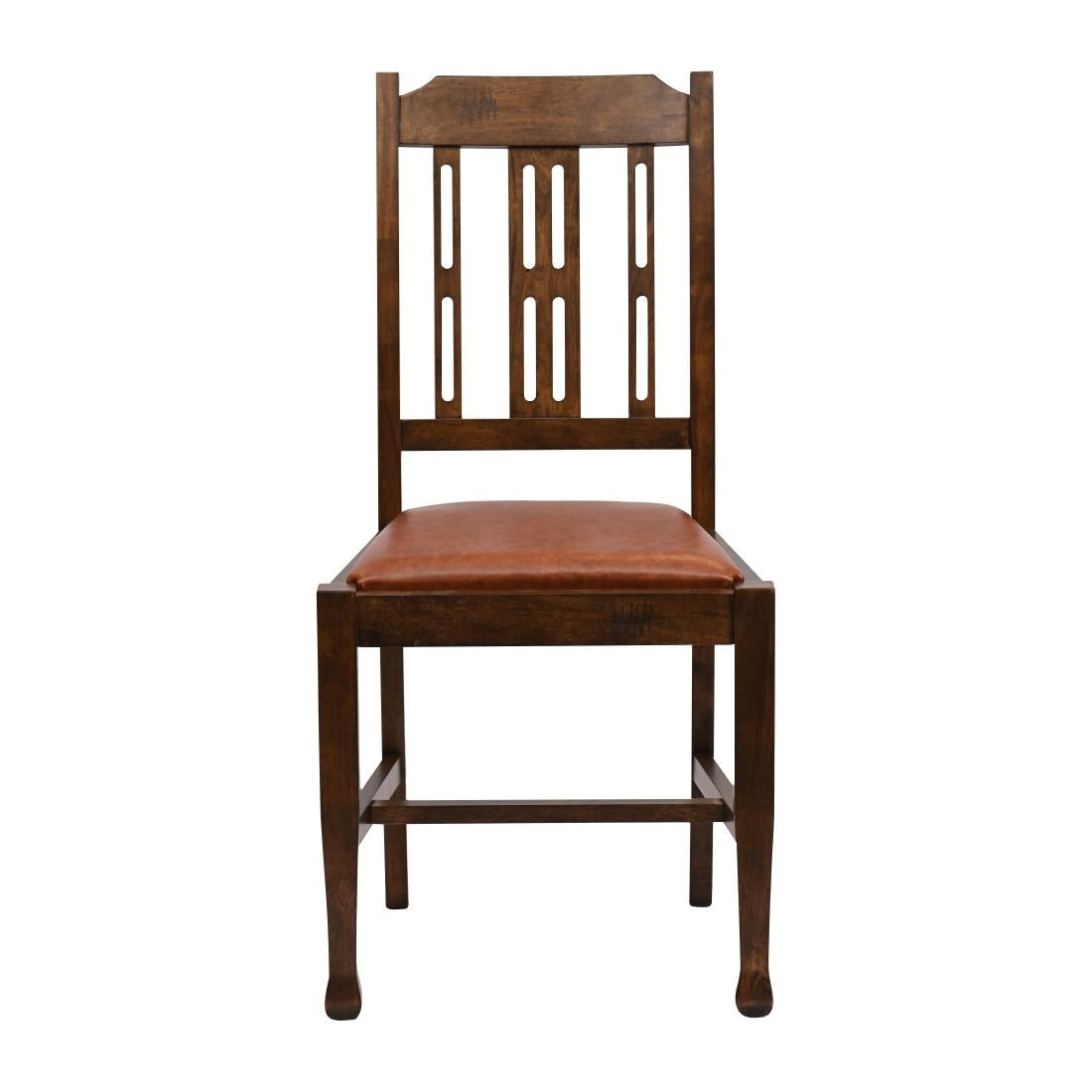 Lattice Back Dining Chairs Vintage Wood with Bison Tan Seat (6 Pack)