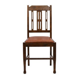 Lattice Back Dining Chairs Vintage Wood with Bison Tan Seat (6 Pack)