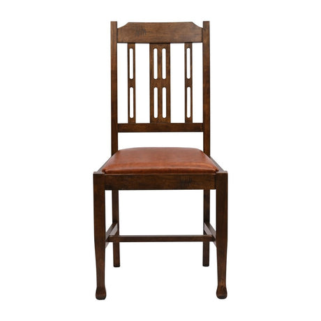 Lattice Back Dining Chairs Vintage Wood with Bison Tan Seat (6 Pack)