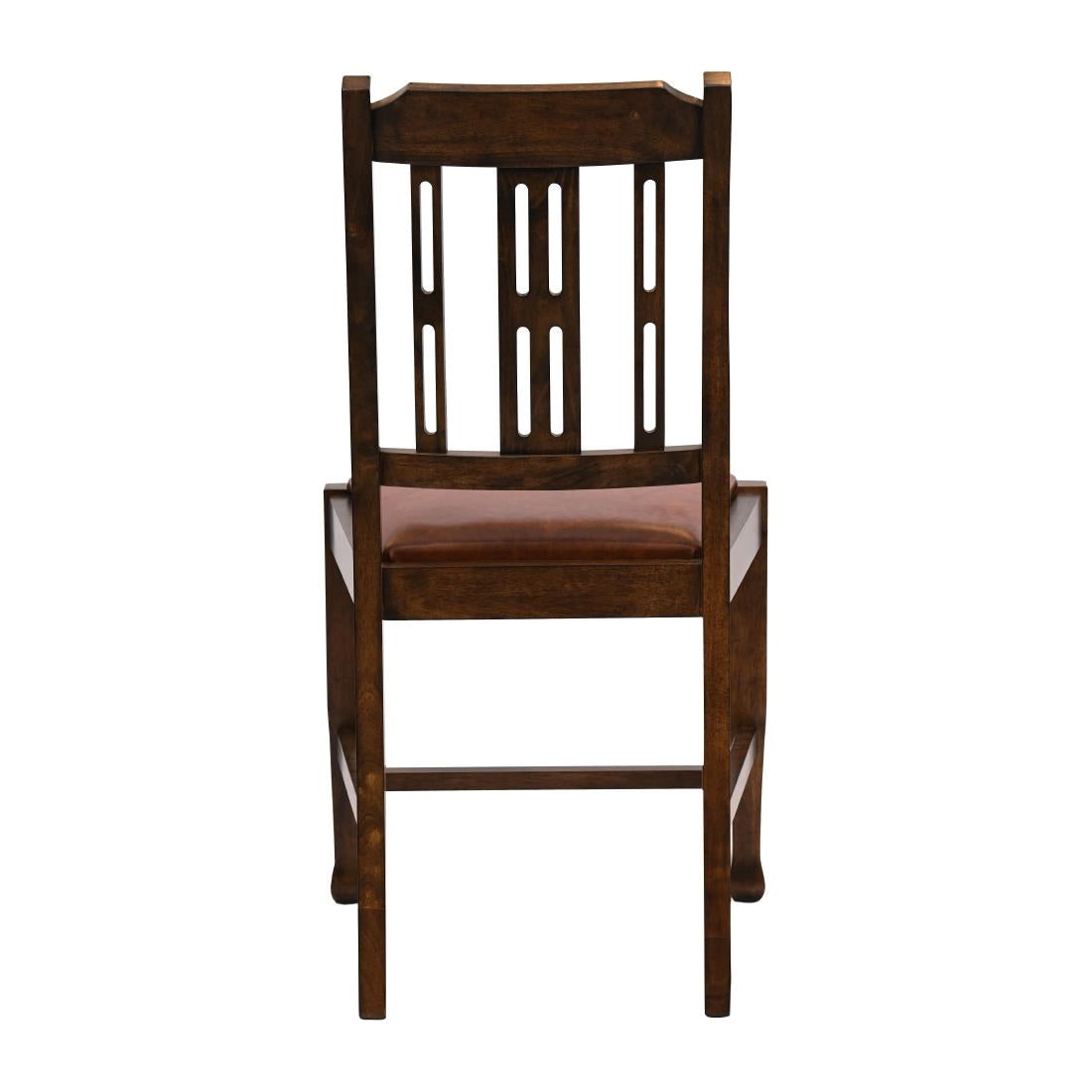 Lattice Back Dining Chairs Vintage Wood with Bison Tan Seat (6 Pack)
