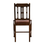 Lattice Back Dining Chairs Vintage Wood with Bison Tan Seat (6 Pack)