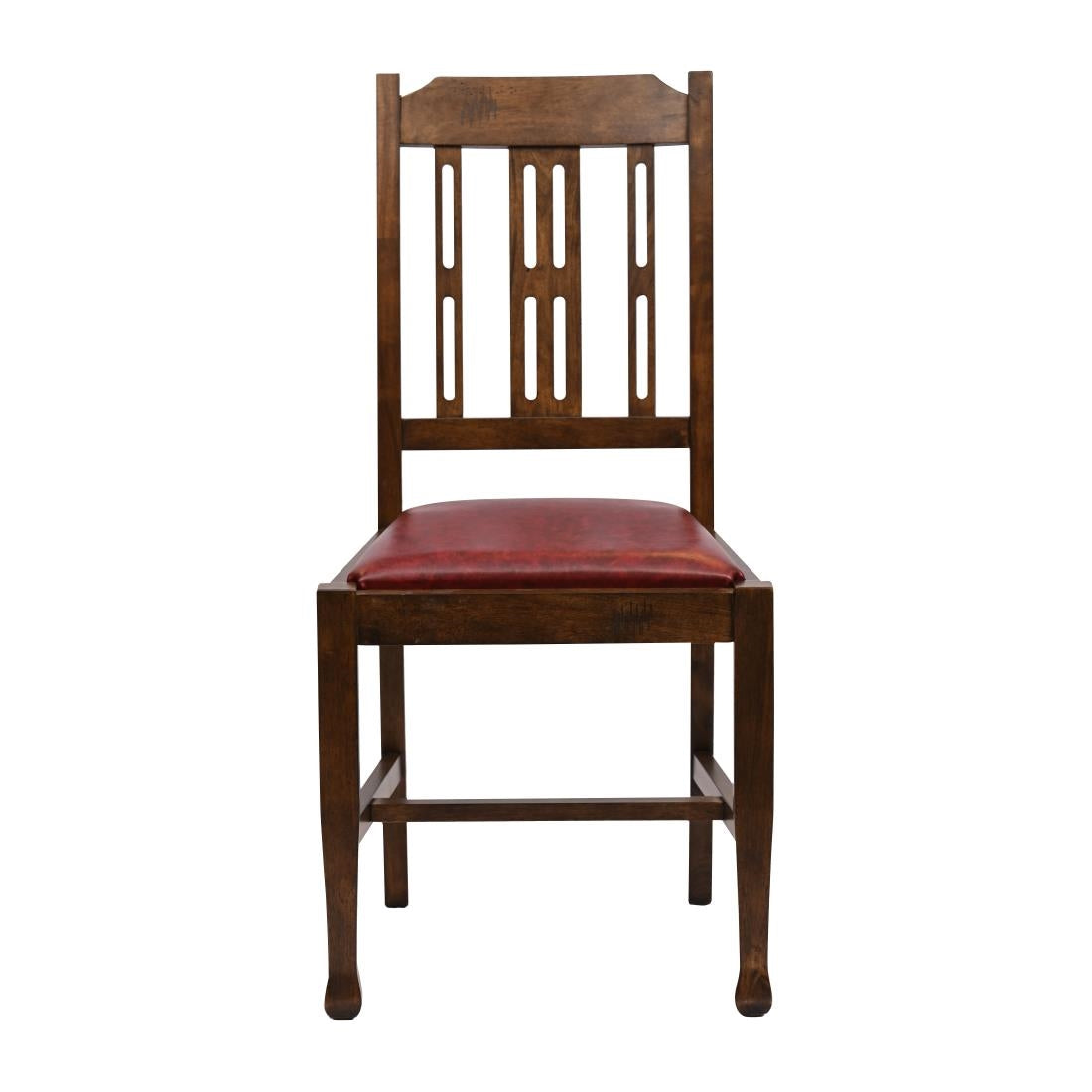 Lattice Back Dining Chairs Vintage Wood with Bison Bordeaux Seat (6 Pack)