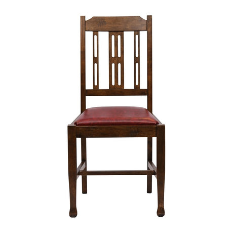 Lattice Back Dining Chairs Vintage Wood with Bison Bordeaux Seat (6 Pack)