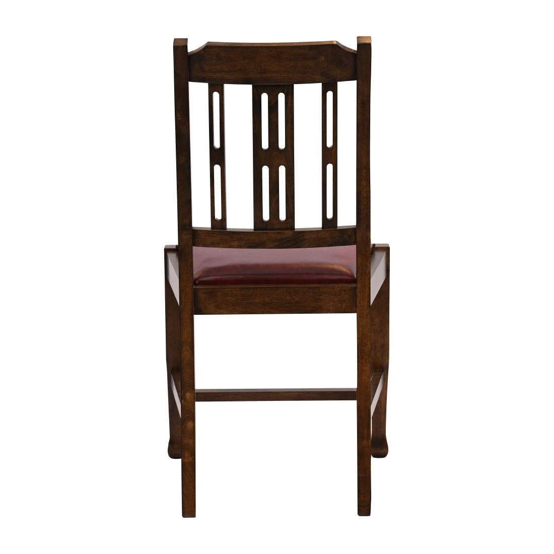 Lattice Back Dining Chairs Vintage Wood with Bison Bordeaux Seat (6 Pack)