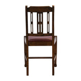 Lattice Back Dining Chairs Vintage Wood with Bison Bordeaux Seat (6 Pack)