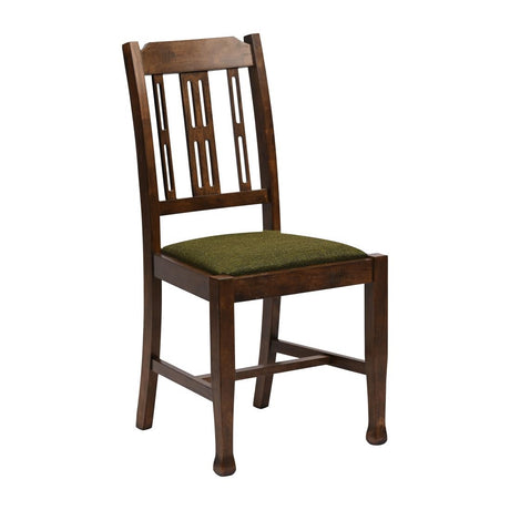 Lattice Back Dining Chairs Vintage Wood with Shetland Forest Seat (6 Pack)