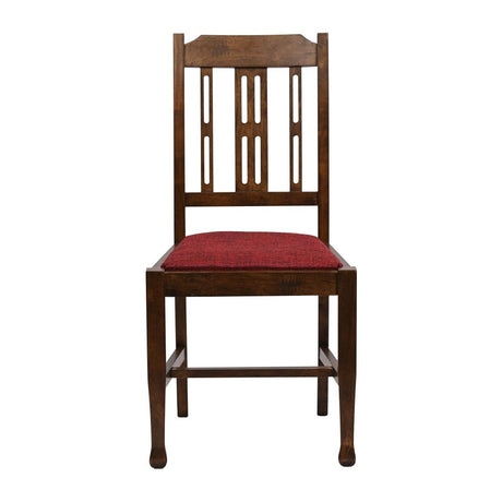 Lattice Back Dining Chairs Vintage Wood with Shetland Scarlett Seat (6 Pack)